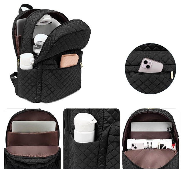 BSCI Custom Quilted Fashion Travel Backpack manufacturer Work College Business Bookbag Women's Laptop Backpack Purse with USB