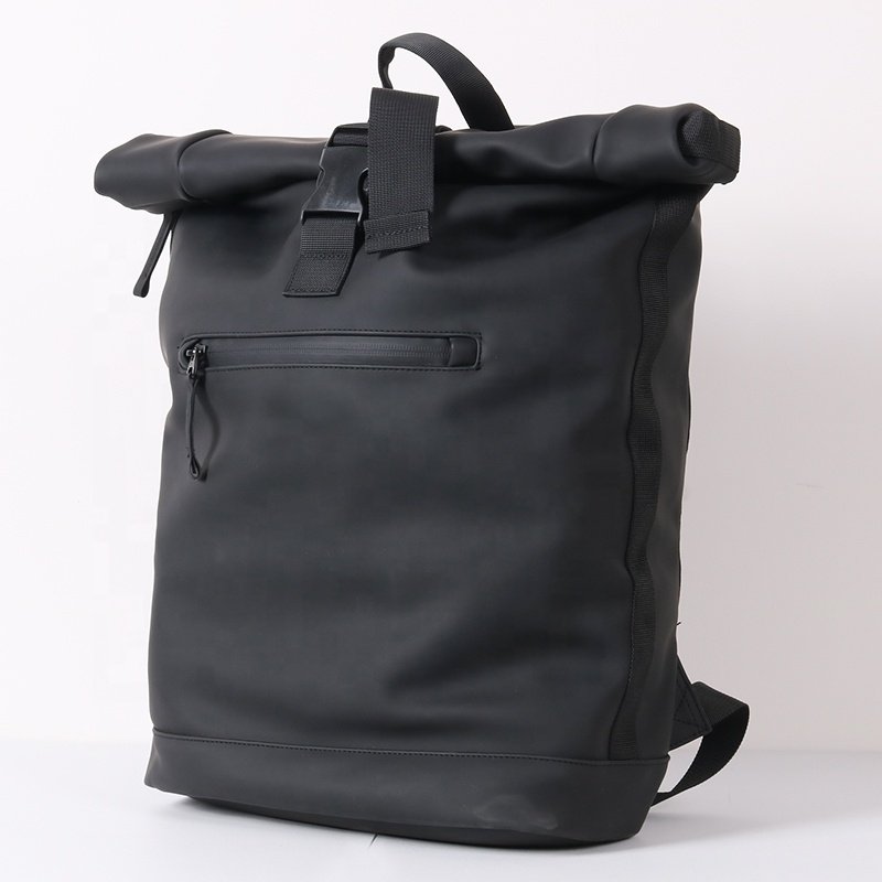 CHANGRONG Custom Black Outdoor Camping Travel Sport Roll Top Laptop Backpack Bag Waterproof