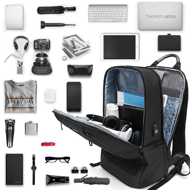 2024 New Men's Backpack Black Business Office Laptop Backpacks Travel Bag with usb Daily Life for Outdoor