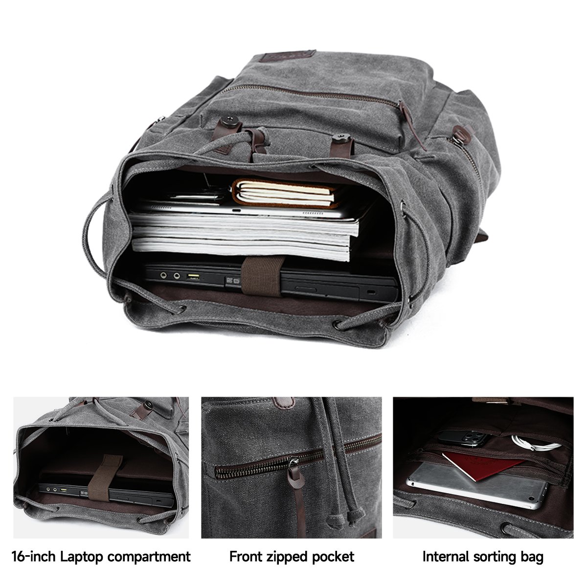 MOYYI Anti-Theft Vintage Laptop Bags For Men Outdoor Travel Backpack Sport Canvas Men's Backpack