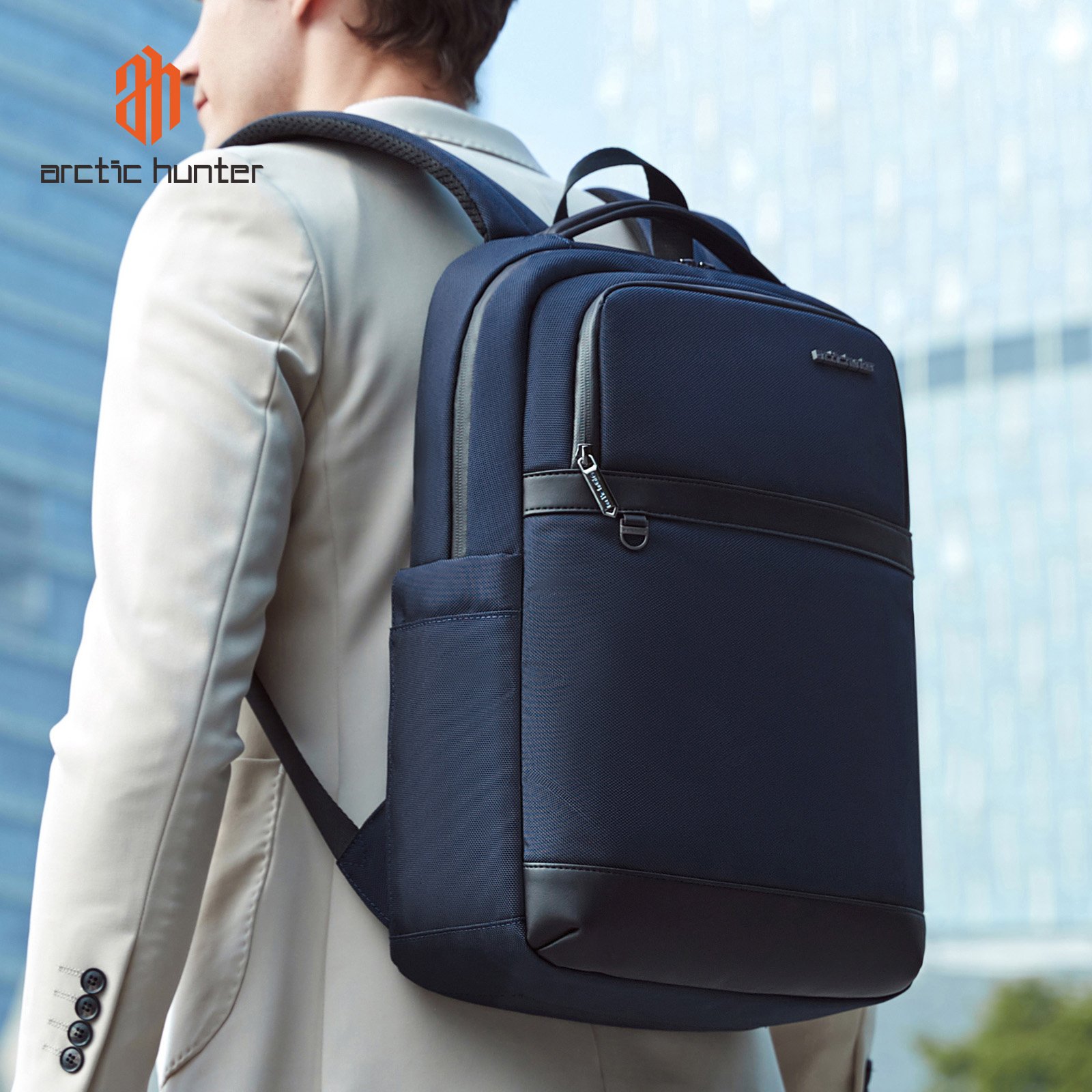 arctic hunter Customizable Travel Laptop Backpack Men Business Bag USB Charging Port Zipper Waterproof Notebook smart Backpacks