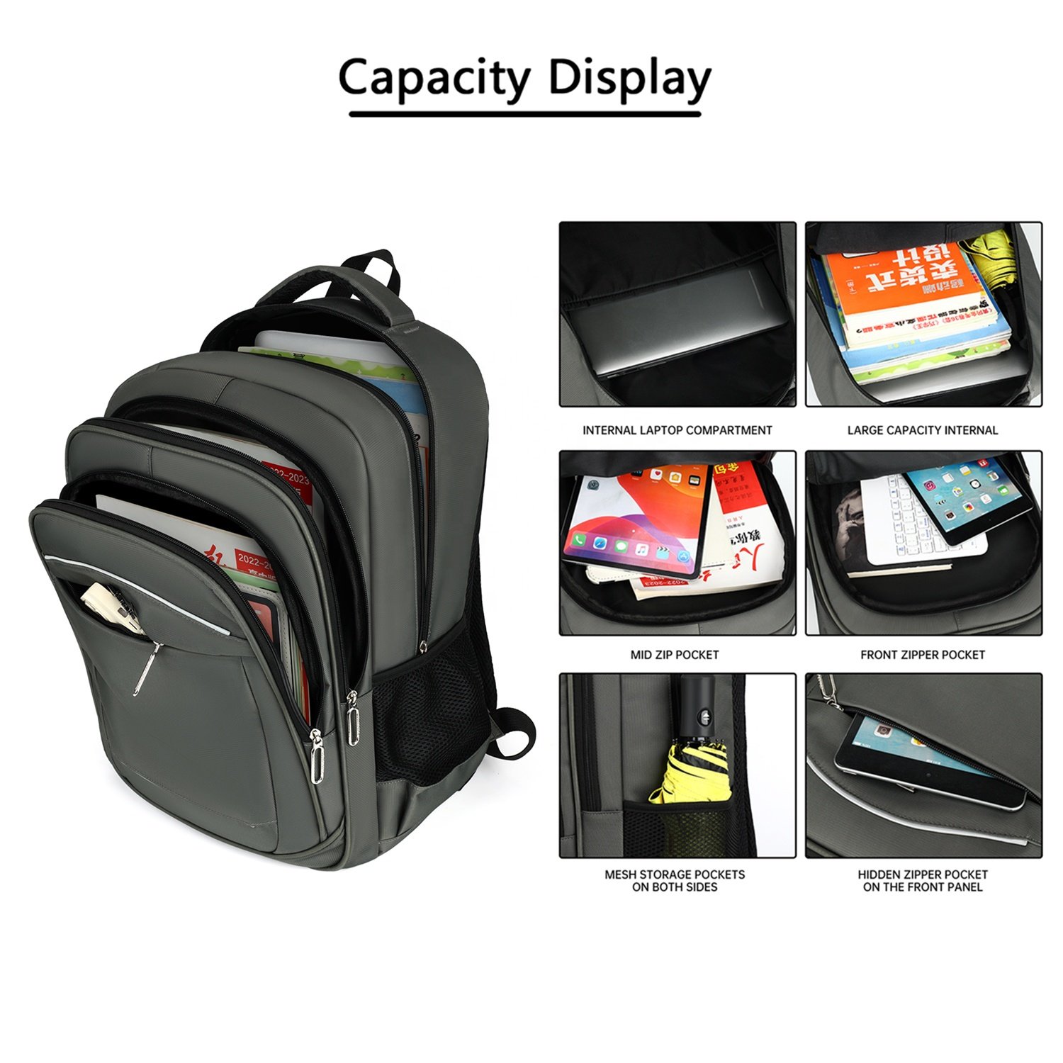 HAIBOWY Large Capacity Waterproof Men's Laptop Backpack for Travel