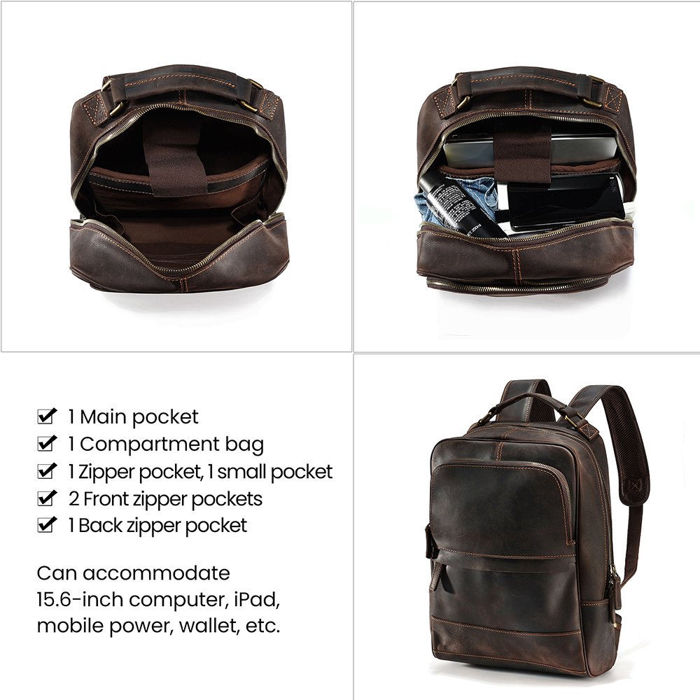 Custom Large Capacity Leather Laptop Bags For Men Backpack Office Computer Bag Laptop Backpack