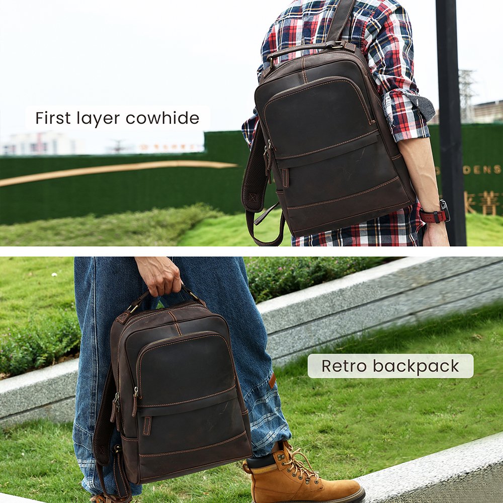Custom Large Capacity Leather Laptop Bags For Men Backpack Office Computer Bag Laptop Backpack