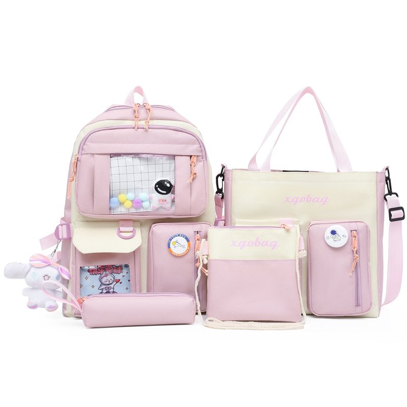 Custom Fashion 4pcs Cute Cartoon Print Children Laptop Backpack Ladies Bag Backpack Set