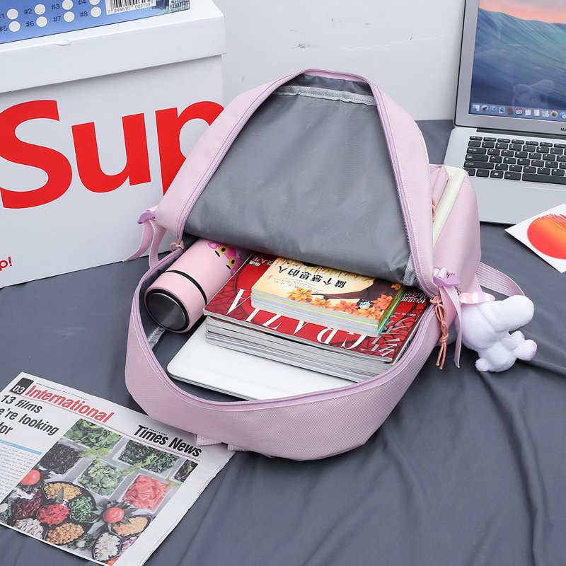 Custom Fashion 4pcs Cute Cartoon Print Children Laptop Backpack Ladies Bag Backpack Set