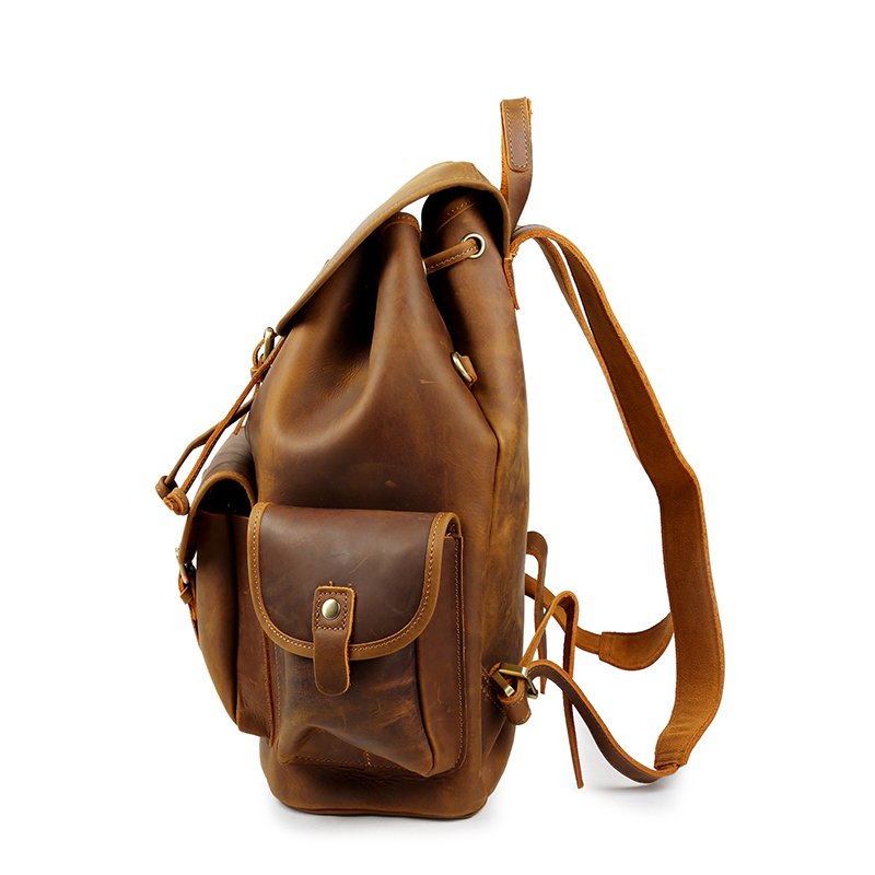 Large Capacity Vintage Cowhide Cow Real Leather Back Pack Outdoor Travel Laptop Genuine Leather Backpack Bag For Men