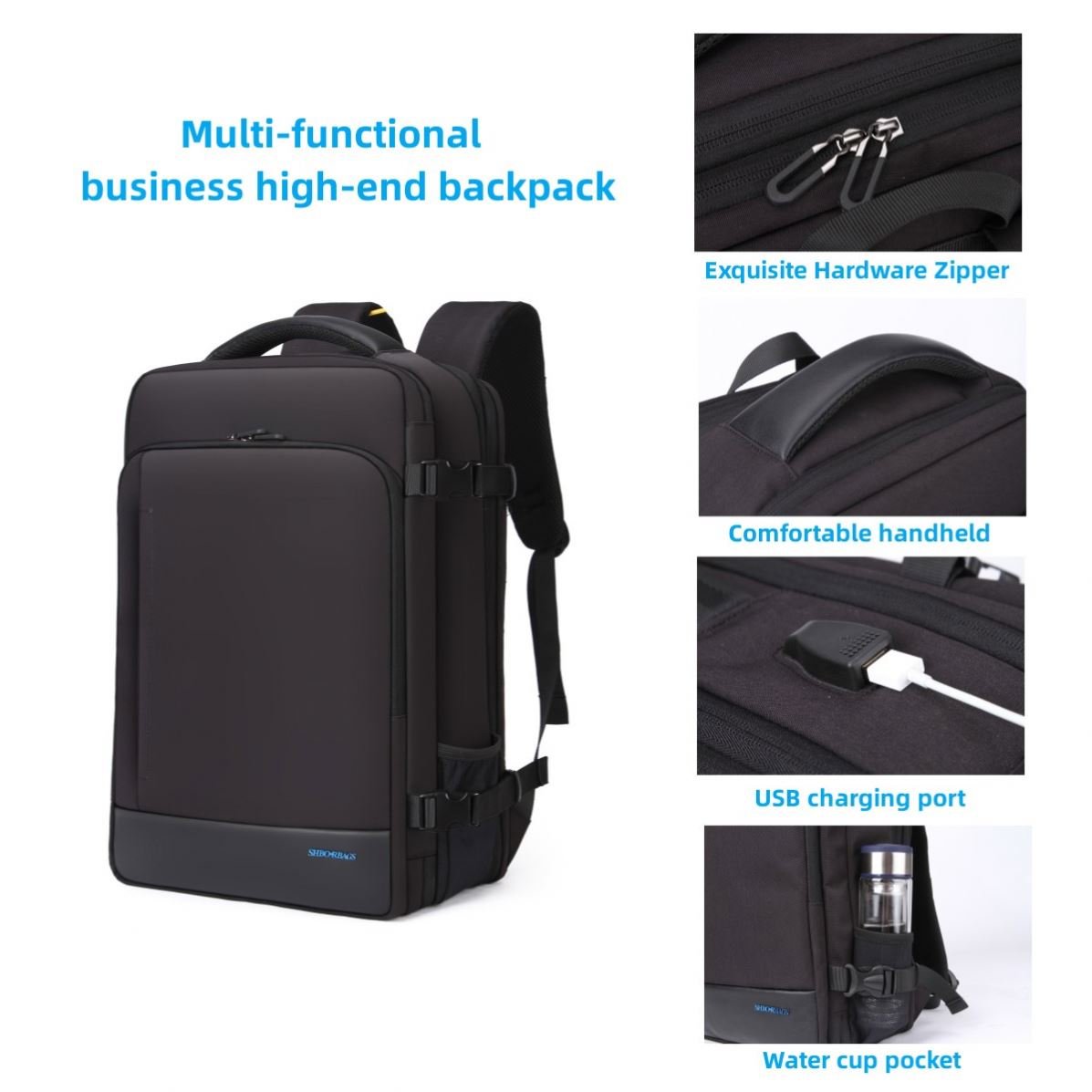 Large capacity travel backpack bag multifunctional men's business laptop backpack smart travel backpack with USB charging port