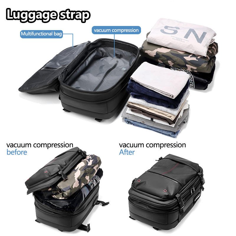 Air Tight Vacuum Compression Sac a dos Expandable waterproof Anti-theft bag Multi-function Custom Logo travel laptop backpacks