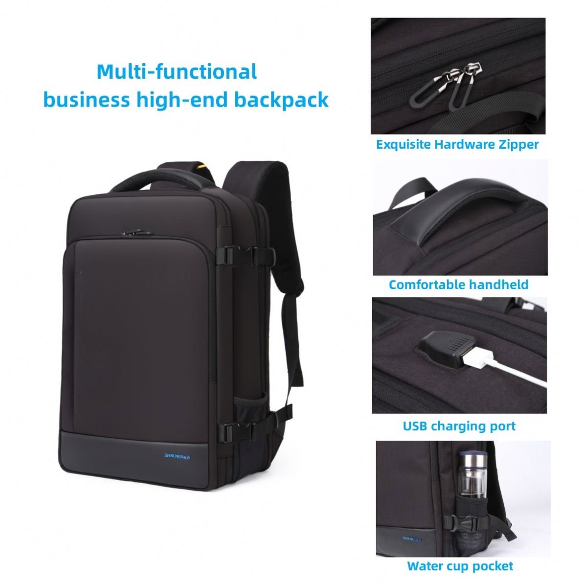 Large capacity travel backpack bag multifunctional men's business laptop backpack smart travel backpack with USB charging port