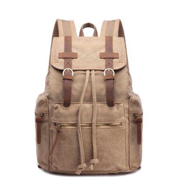 New Fashion Vintage Travel Backpack Leather Rucksack Custom Canvas Backpacks for Men's Women