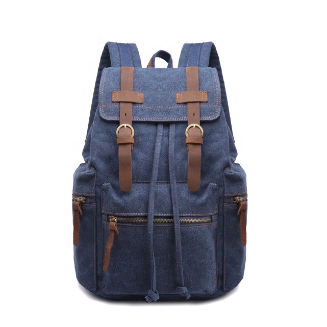 New Fashion Vintage Travel Backpack Leather Rucksack Custom Canvas Backpacks for Men's Women