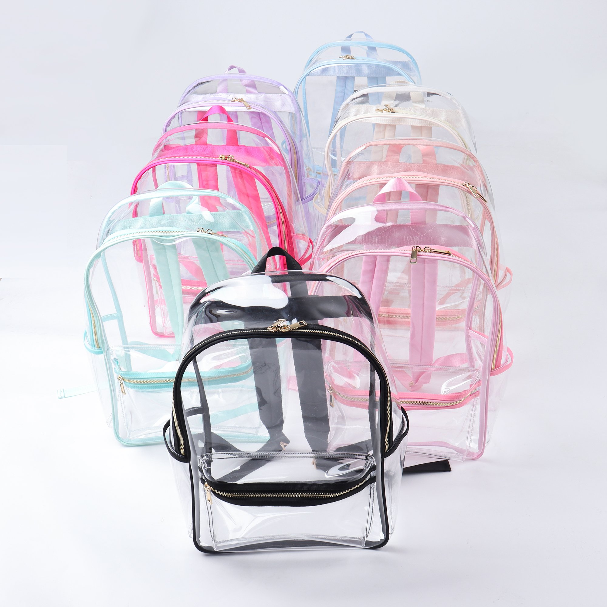 Hot Selling Large Capacity Pvc Backpack Clear Stadium School Bookbag Transparent Waterproof Beach Backpack for Travel