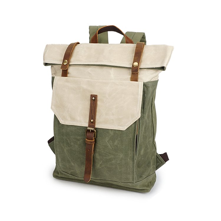 Stylish mens Waterproof back pack rucksack large vintage waxed canvas laptop backpack
