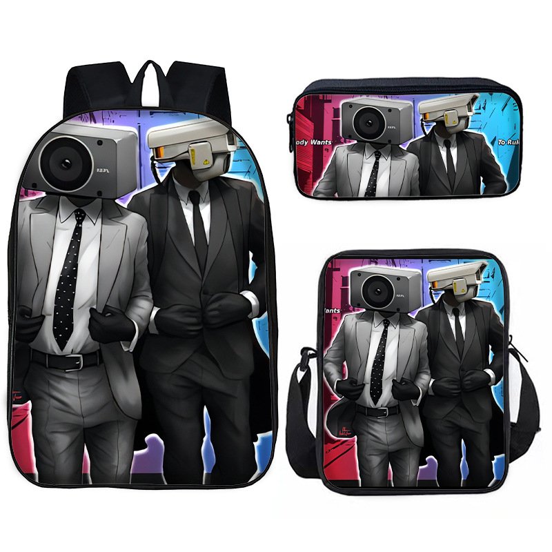 3pcs Set Waterproof Laptop Backpack with Cartoon Characters Kids School Bags Backpack with Lunch Bag