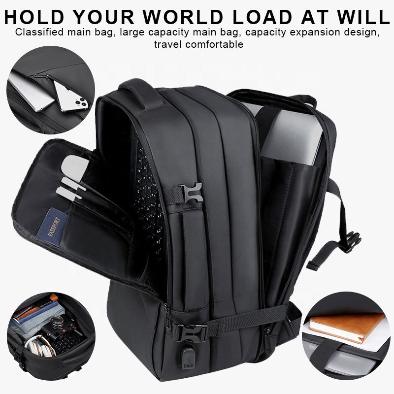 Factory Custom Backpack Outdoor Best Laptop Backpack Bag For Men Expandable Waterproof Business Travel Backpack with USB