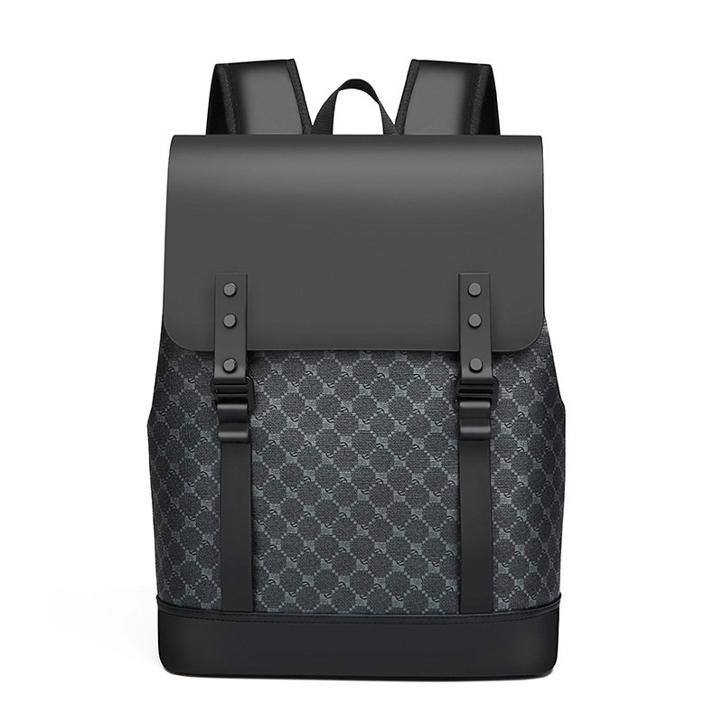 Trendy Leisure Large Capacity Business Backpack Waterproof PU Leather Travel Computer Bag Laptop Backpack For Men