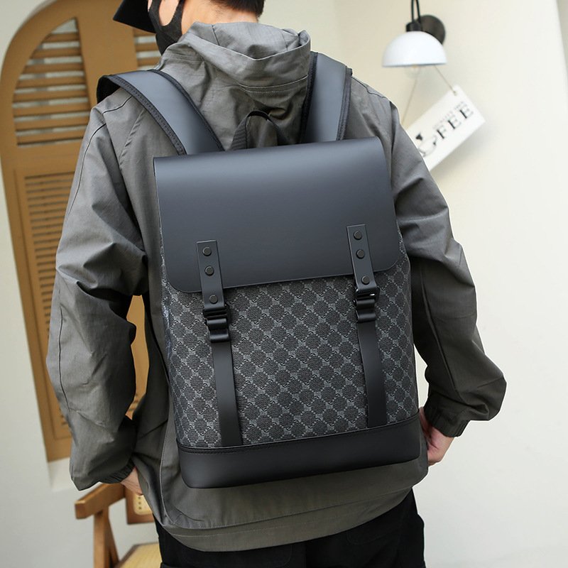Trendy Leisure Large Capacity Business Backpack Waterproof PU Leather Travel Computer Bag Laptop Backpack For Men