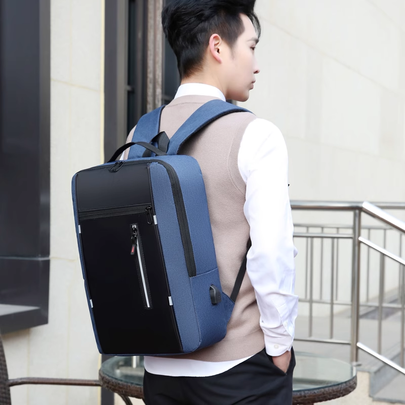 Low MOQ Custom Logo Geometric Laptop Backpack Computer Charging Backpacks Travelling Laptop Backpack With USB Schoolbag