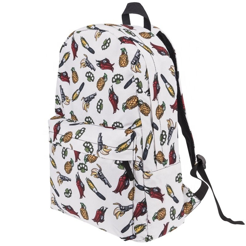 2023 School Laptop Backpack White Nylon Printed Bags Light High Quality Custom Sublimation Backpack Bag For Women Girls
