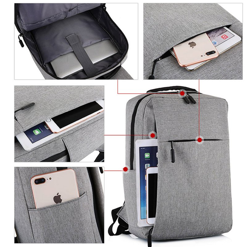 Hot Selling 2022 Ultralight Simple Oxford fabric custom Logo 15.6 inch Laptop Backpack usb design Unisex Knapsack mochilas