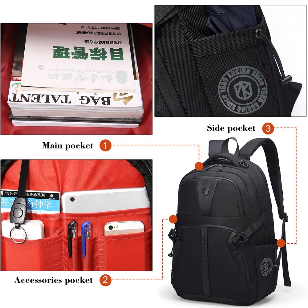 2023 aoking korean style fashion bag polyester student 15.6 computer backpack business brand usb changer men laptop backpack bag