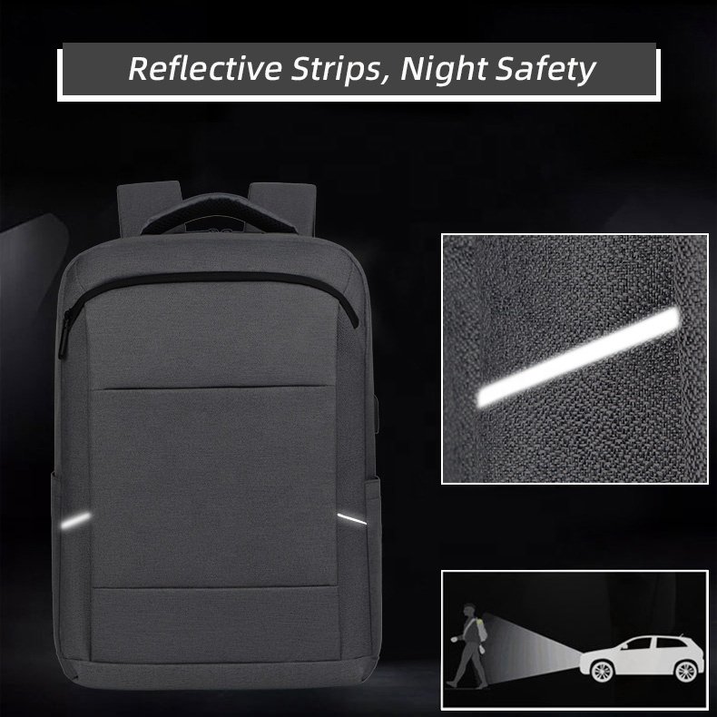 Casual Fashion Large Capacity Waterproof Durable Zipper Travel 15.6 Inch USB Charging Custom Logo Business Men Laptop Backpack