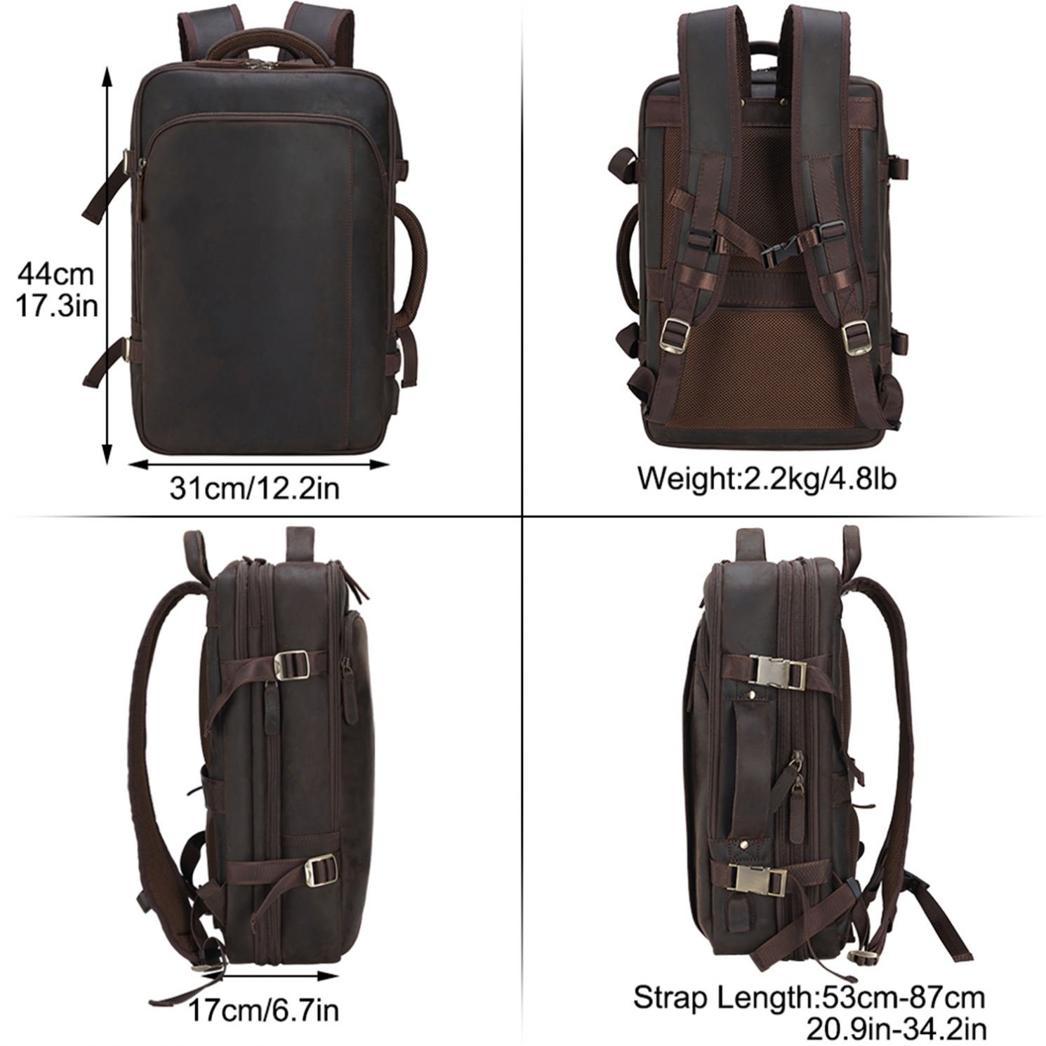 New Arrival Luxury Black and Brown Large Capacity USB Travel Briefcase Convertible Genuine Leather Laptop Backpack For Man