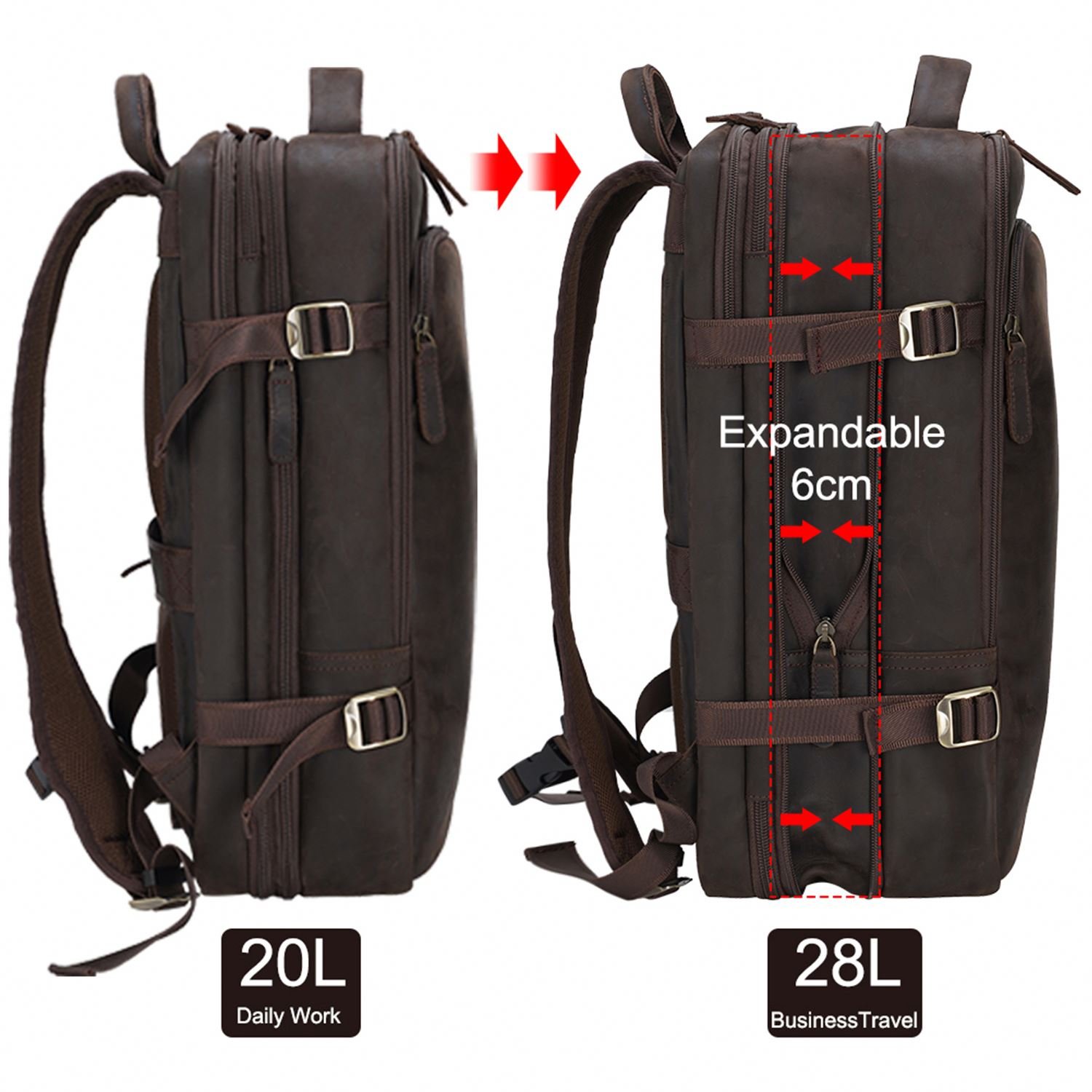 New Arrival Luxury Black and Brown Large Capacity USB Travel Briefcase Convertible Genuine Leather Laptop Backpack For Man