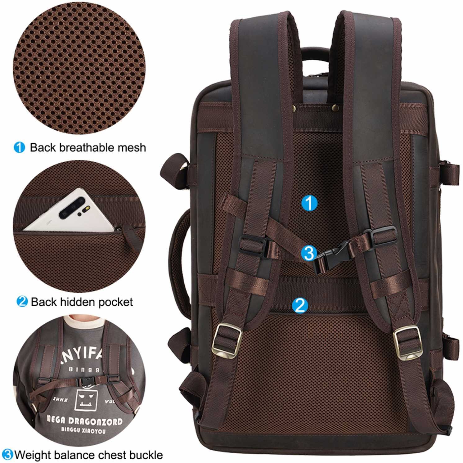 New Arrival Luxury Black and Brown Large Capacity USB Travel Briefcase Convertible Genuine Leather Laptop Backpack For Man