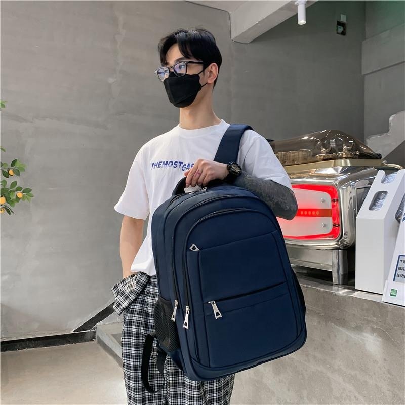 Hot Selling Customizable Men's Dark Blue laptop backpack bag with USB Waterproof Feature for Business Students and Unisex Use