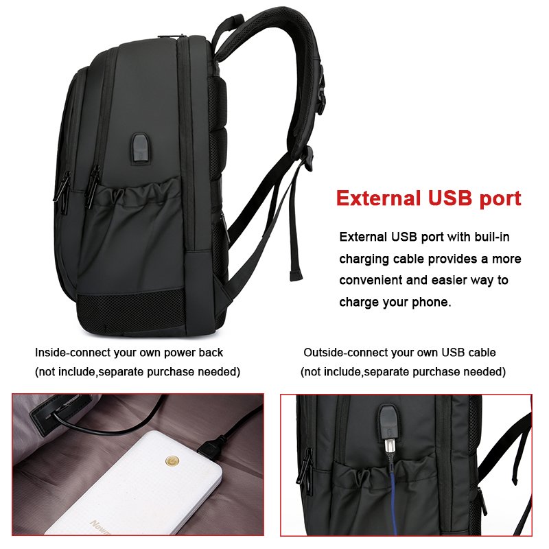 Custom business USB computer anti theft women waterproof office15.6 inch black leather travel mens school laptop bag backpacks