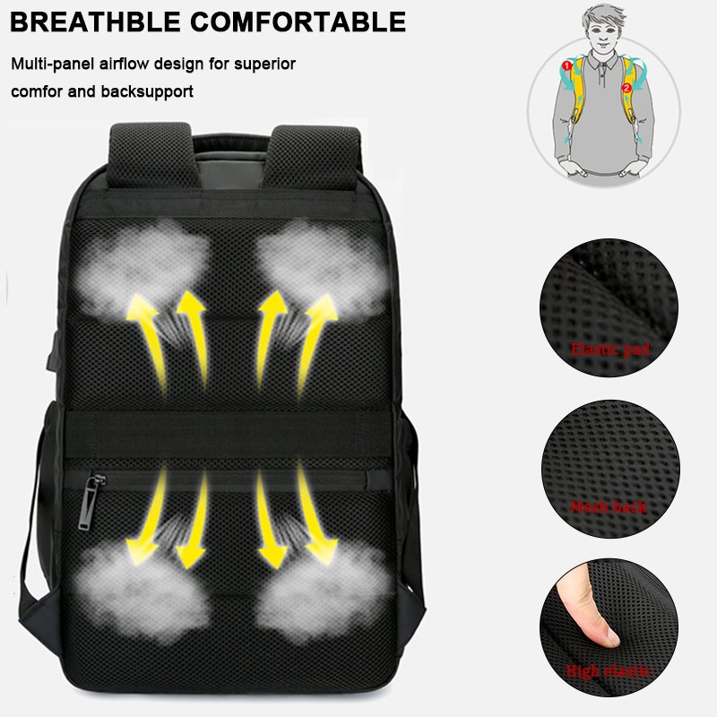 Custom business USB computer anti theft women waterproof office15.6 inch black leather travel mens school laptop bag backpacks