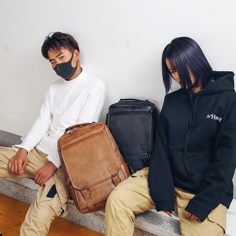 Hot selling fashion travelling waterproof school PU leather laptop backpack for men women
