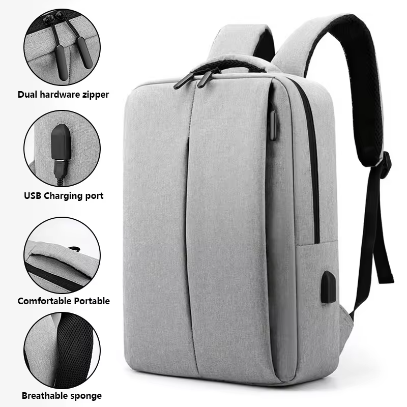 Custom Logo Nylon Polyester Student School Bags waterproof Men business Rucksack smart Laptop Backpacks with USB port