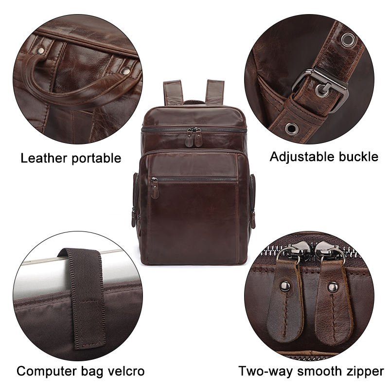 J.M.D New Style Vintage Fashion Cowhide Male Bag Anti theft Men's Leather Backpack Men Travel Bag Laptop Bagpack For Male