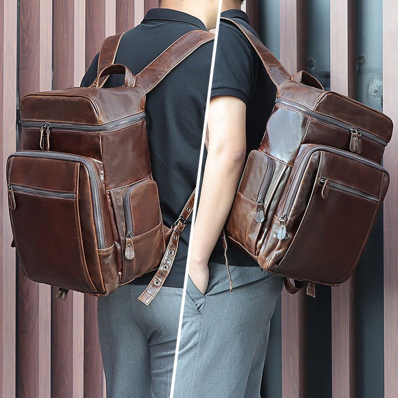 J.M.D New Style Vintage Fashion Cowhide Male Bag Anti theft Men's Leather Backpack Men Travel Bag Laptop Bagpack For Male