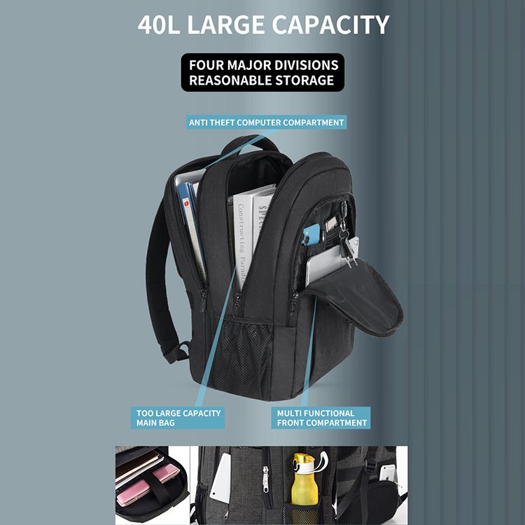 Travel nylon laptop backpack scool bags unisex business notebook bag waterproof laptop backpacks with USB charging port