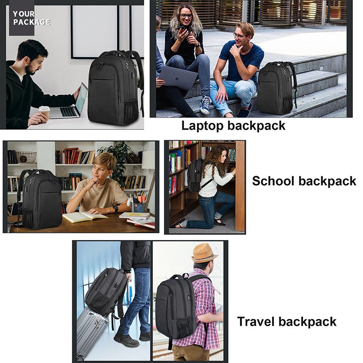Travel nylon laptop backpack scool bags unisex business notebook bag waterproof laptop backpacks with USB charging port
