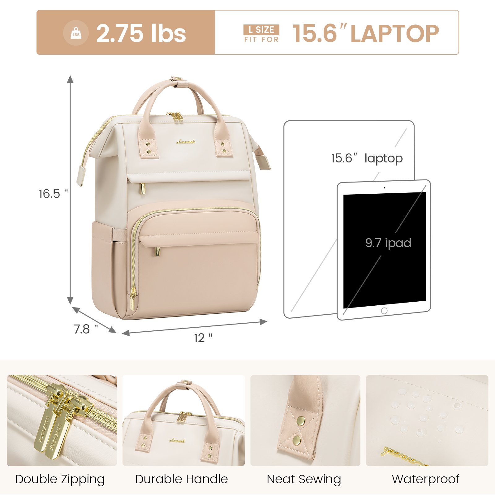 LOVEVOOK 15.6 17 inch Leather Travel Backpacks for Women Nurse College Teacher Work Back pack Ladies Laptop Computer Tote Bags