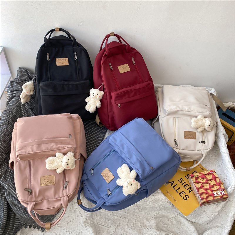 Multi Function Double Zipper Women Backpack Teenager Girls Laptop Backpack Student Shoulder Bag Korean Style Schoolbag