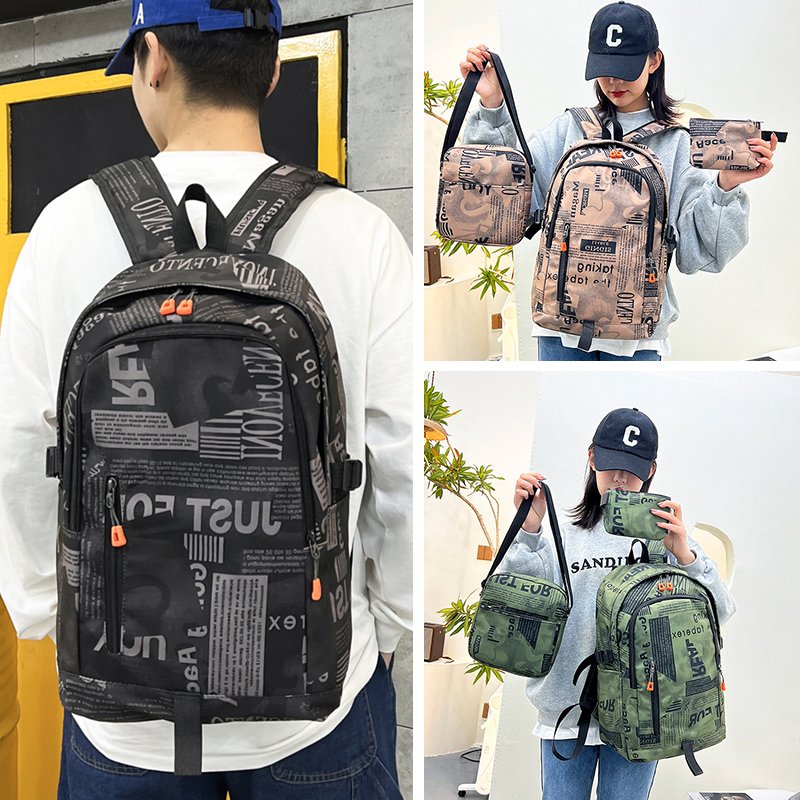 Fashion design letter printing schoolbag 3 pcs pieces in 1 backpack rucksack set for laptop bagpack for teenager high school