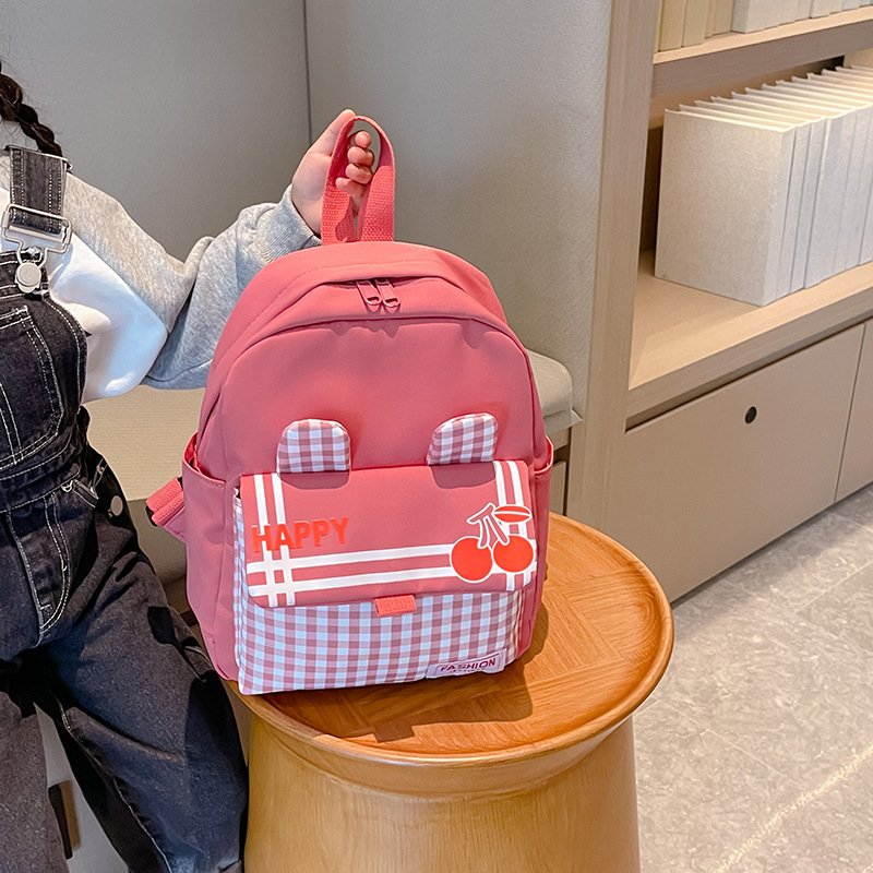 2024 New Kindergarten Laptop Backpack Cute Children's Backpack with Contrasting Plaid Ear customs backpack With Logo