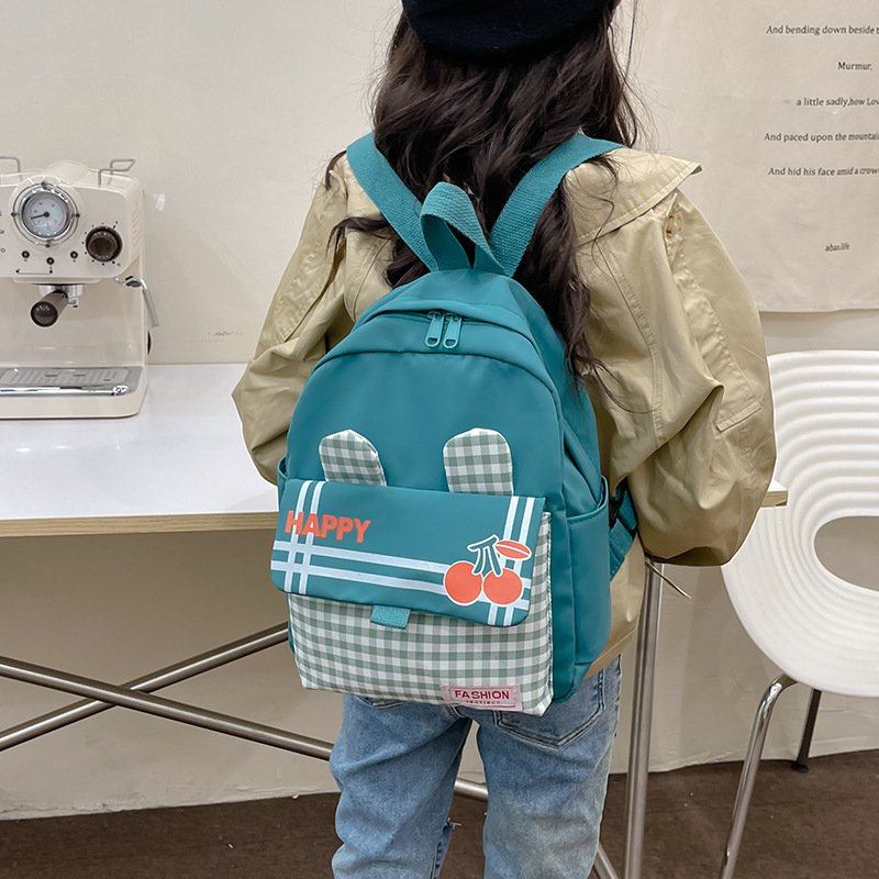 2024 New Kindergarten Laptop Backpack Cute Children's Backpack with Contrasting Plaid Ear customs backpack With Logo