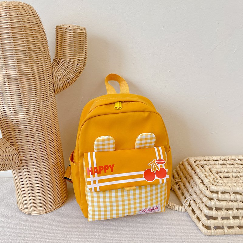 2024 New Kindergarten Laptop Backpack Cute Children's Backpack with Contrasting Plaid Ear customs backpack With Logo