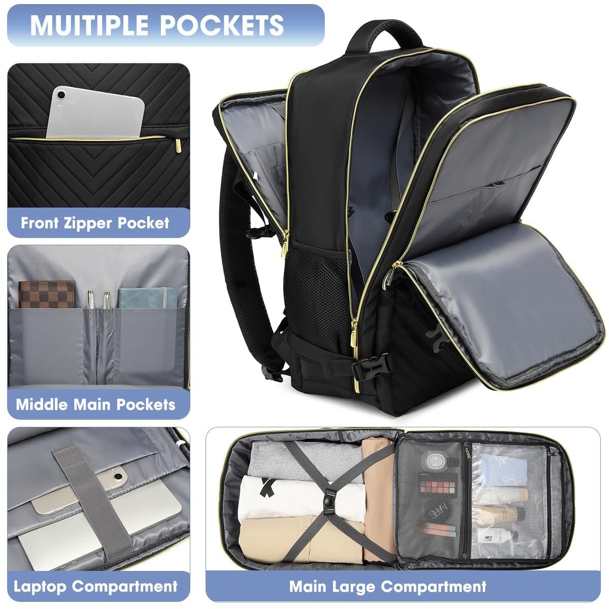 Custom Fashion Quilted Backpack Preppy College School Daypack Travel Commute Knapsack Laptop Bag With USB Charging
