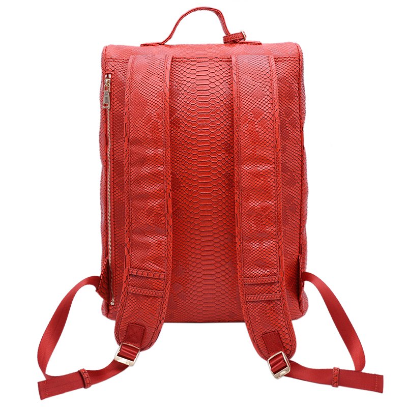 Fashion Red Women Snakeskin Pattern Leather Travel Back Pack Notebook Bag Wholesale School Laptop College Backpacks