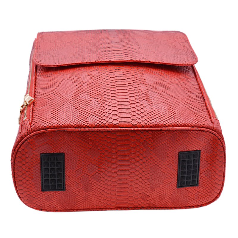 Fashion Red Women Snakeskin Pattern Leather Travel Back Pack Notebook Bag Wholesale School Laptop College Backpacks