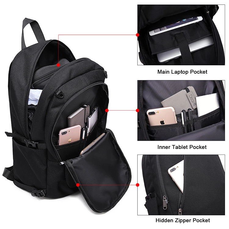 Custom Logo Waterproof Laptop Backpack School Backpacks with USB
