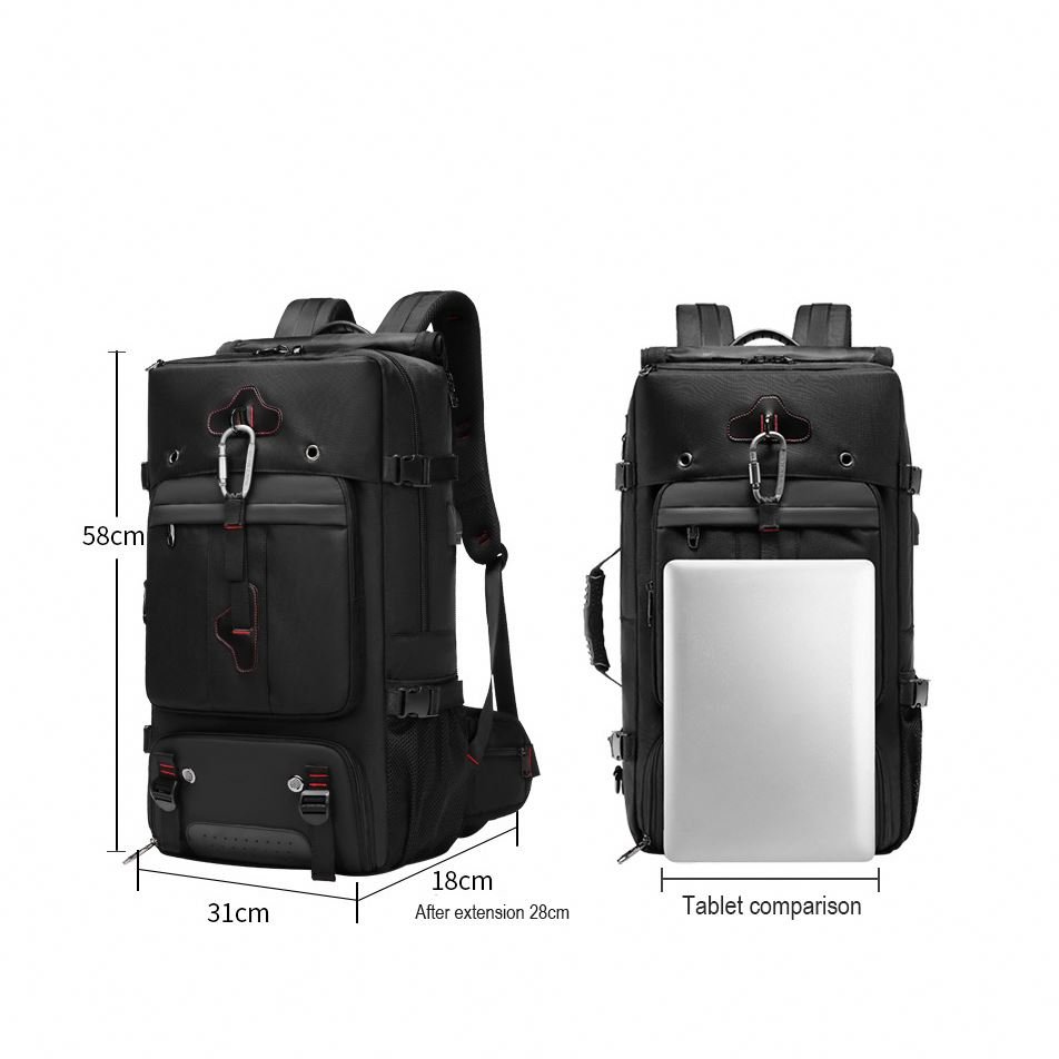 New large capacity men's travel backpack, multi-functional waterproof luggage outdoor hiking bag with independent shoe storage